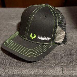 Black Cap with Green Stitching and Logo